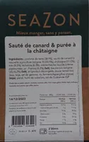 Sauté de canard & purée à la châtaigne