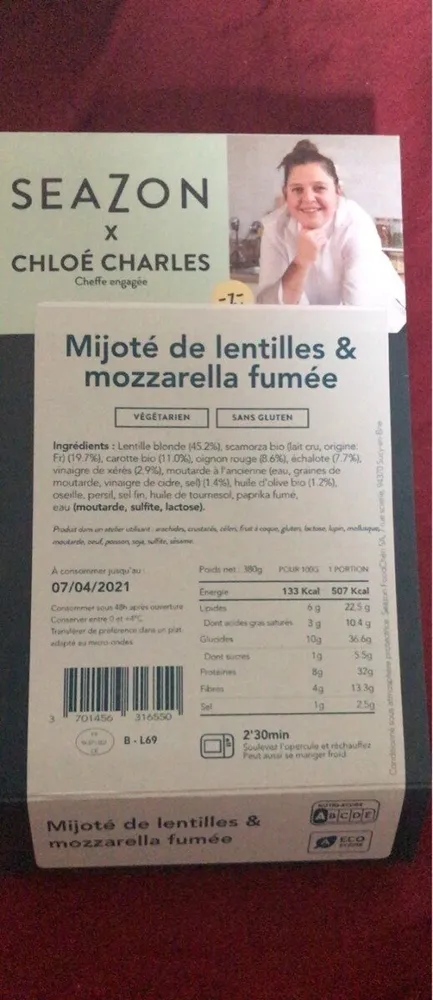 Mijoté de lentilles & mozzarella fumée