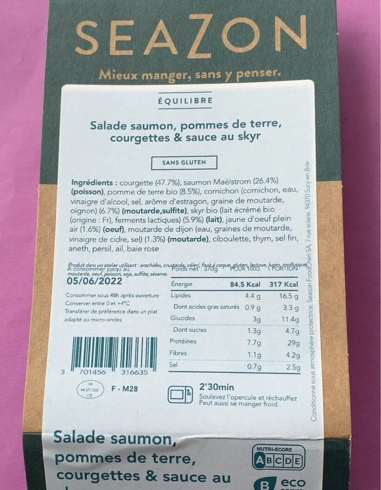 Saumon pomme de terre courgette