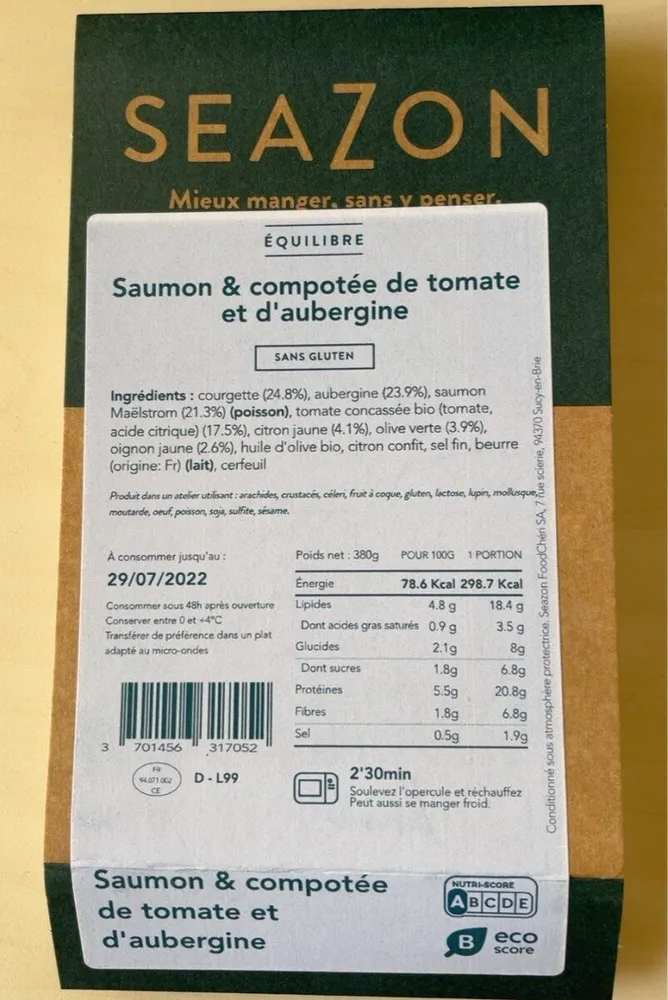 Saumon et compotée de tomate et d’aubergine