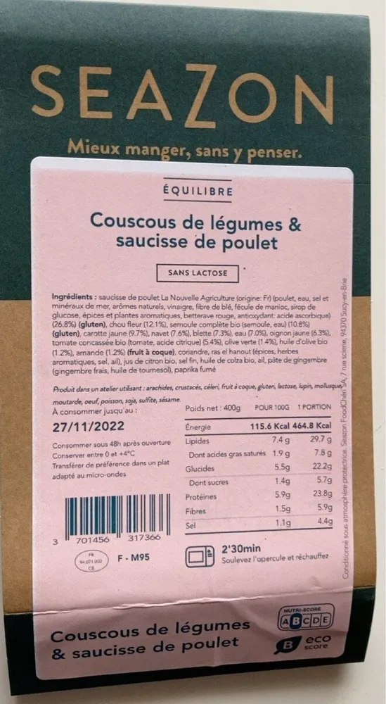 Couscous de légumes & saucisse de poulet