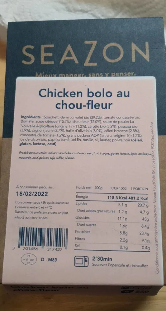 Chicken bolo au chou-fleur