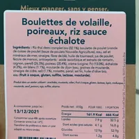 Boulettes de volaille poireaux riz
