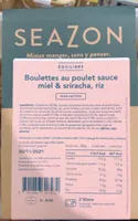 Boulettes au poulet sauce miel sriracha, riz