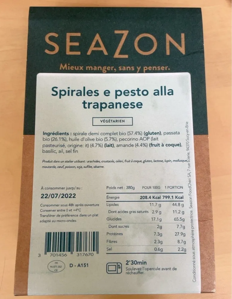 Spirales e pesto alla trapanese