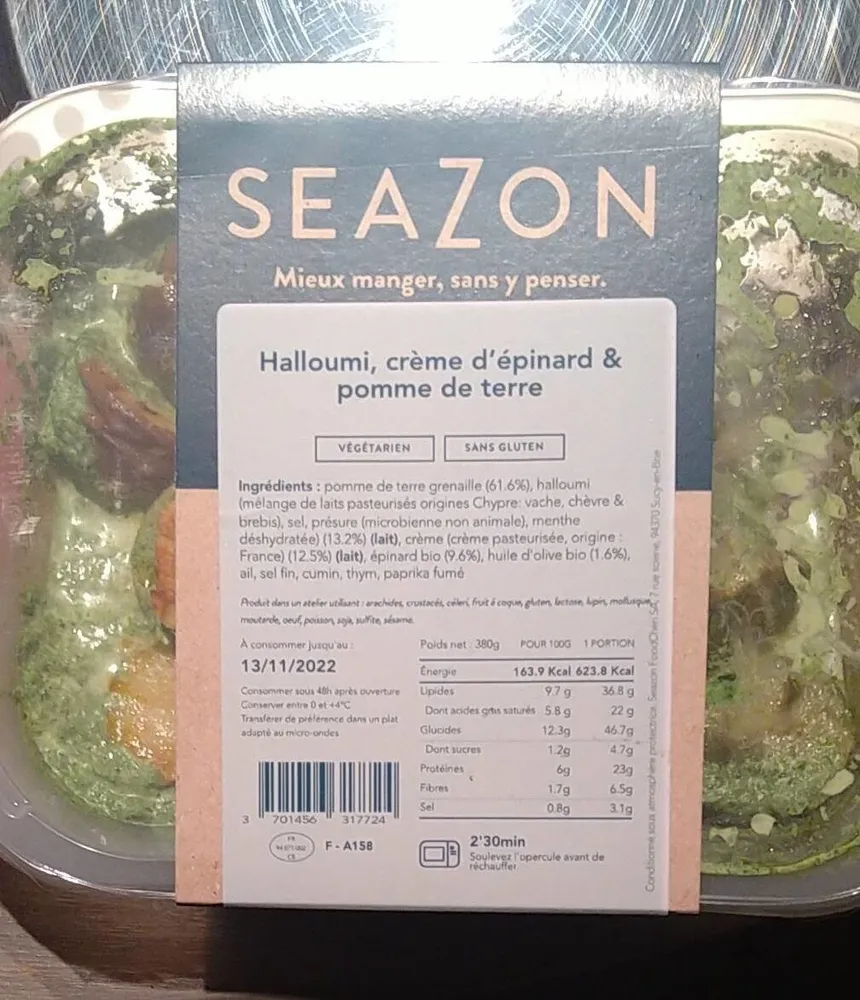 halloumi crème d'épinards et pommes de terre