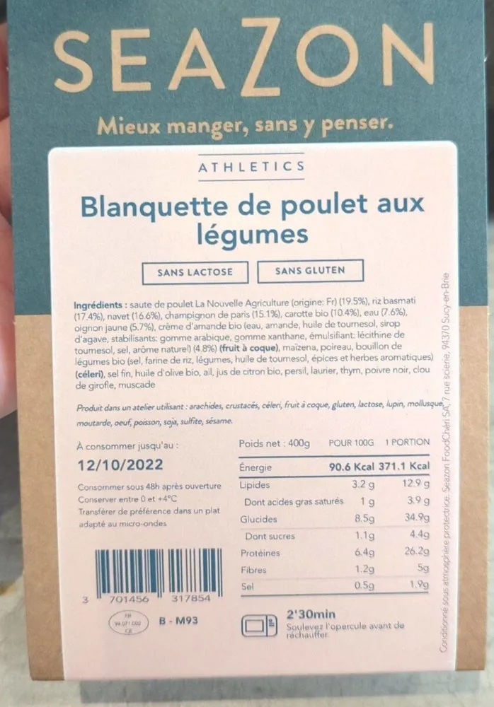 Blanquette de poulet aux légumes