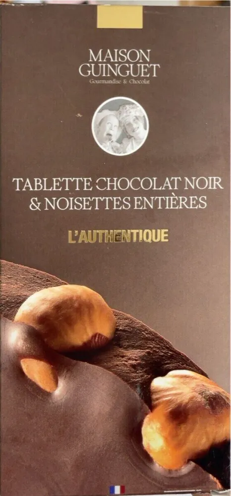 Tablette chocolat noir et noisettes entière