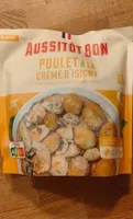 Poulet à la crème d'Isigny, champignons, pommes de terre grenailles