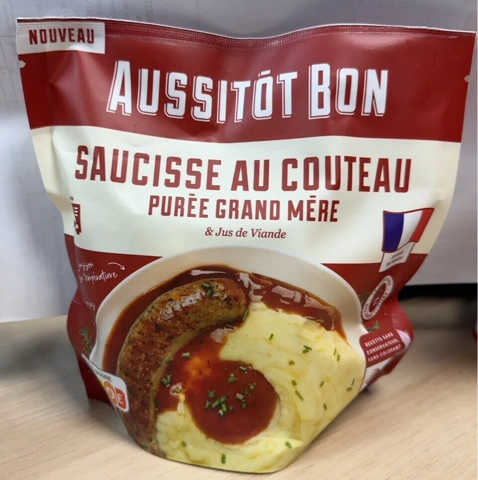 SAUCISSE AU COUTEAU PURÉE GRAND MÈRE & Jus de Viande