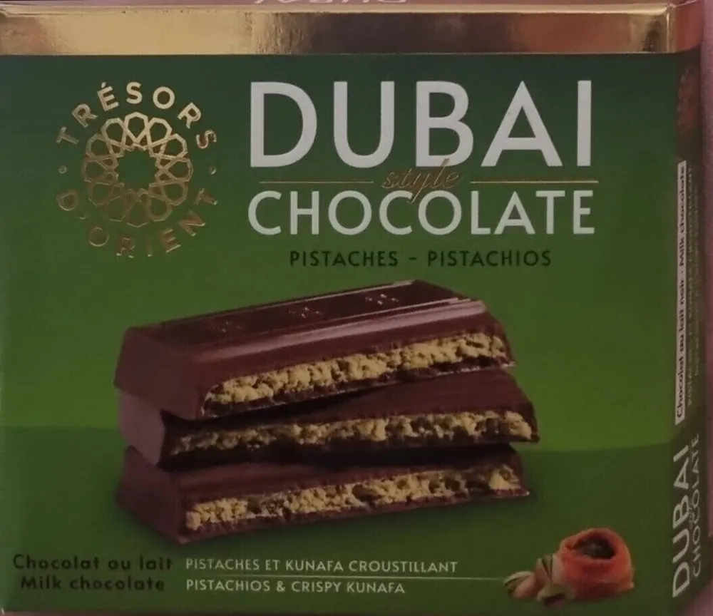 DUBAI style CHOCOLATE PISTACHES - PISTACHIOS PISTACHES ET KUNAFA CROUSTILLANT PISTACHIOS & CRISPY KUNAFA