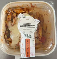 Penne rosso basilic stracciatella