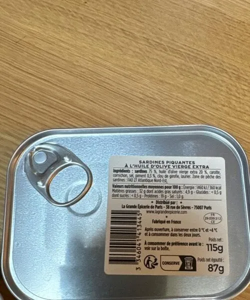 Sardine piquante à l’huile d’olive vierge extra