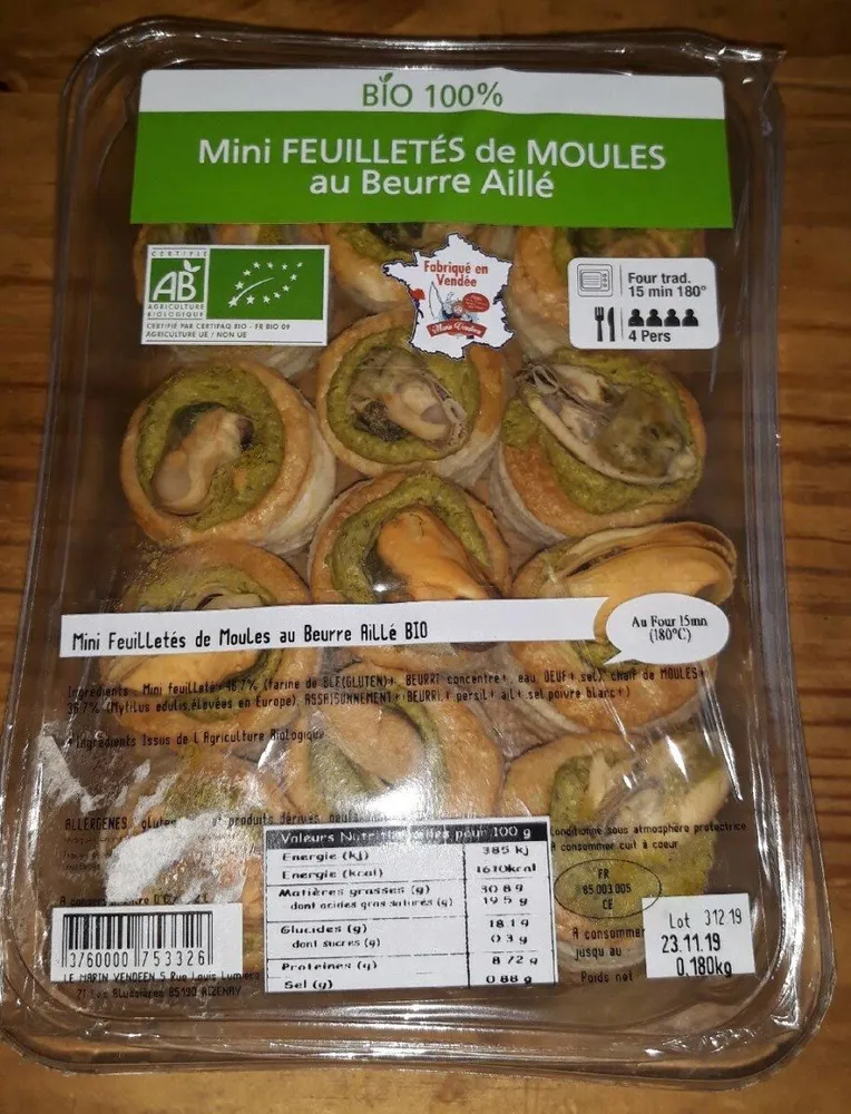 Mini FEUILLETÉS de MOULES au Beurre Aillé