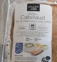 Crumble Cabillaud sur lit d'épinards à la creme