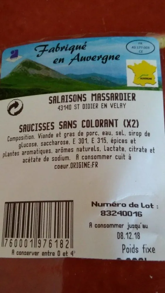 Saucisses sans colorant (x2)