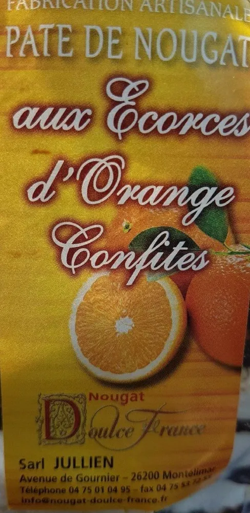 Pâte de nougat aux écorces d'orange confites