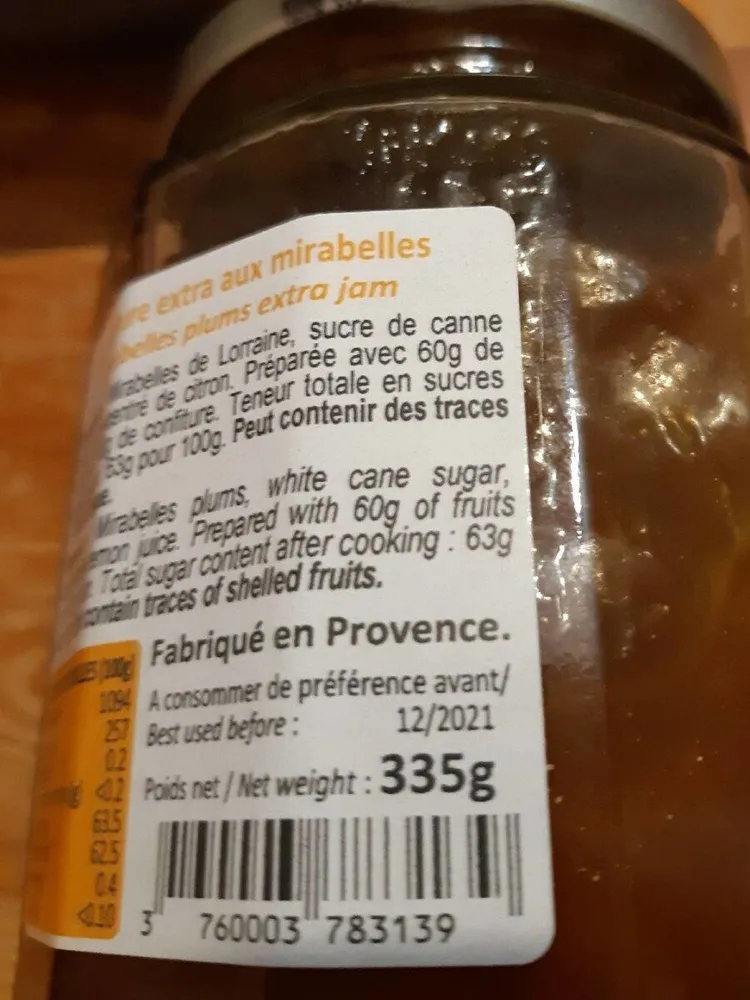 Confiture extra aux mirabelles