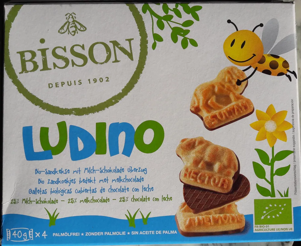 Ludino - Biscuits bio nappés de chocolat au lait