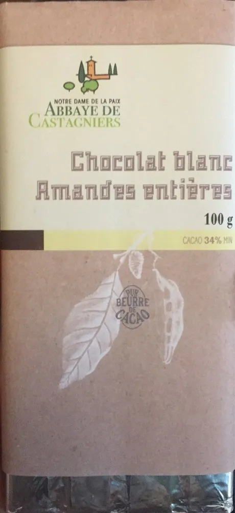 Chocolat blanc amandes entieres