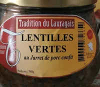 Lentilles vertes au jarret de porc confit