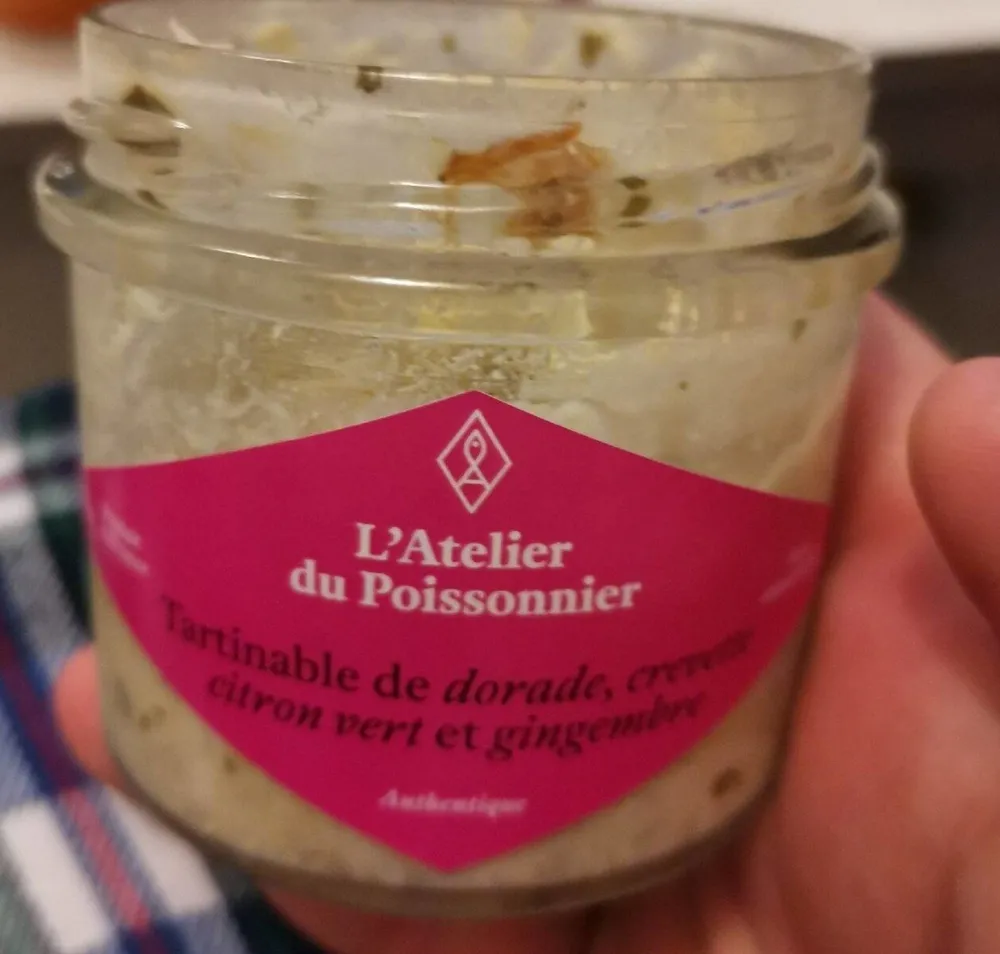 Tartinade de dorade, crevette citron vert et gingembre