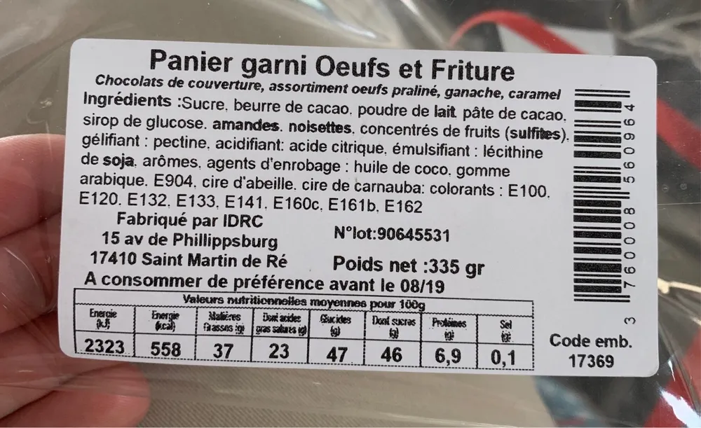 Panier garni oeufs et friture