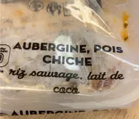 Aubergine pois chiche riz sauvage lait de coco