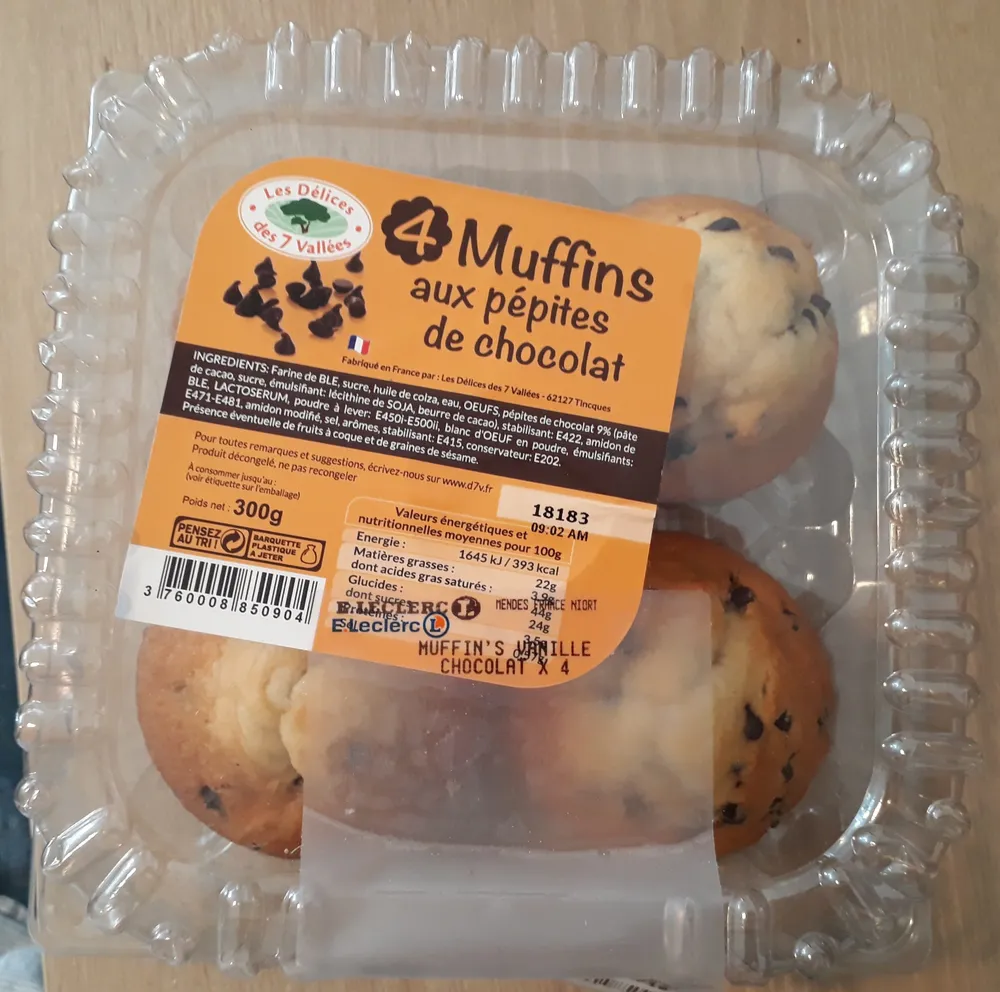 Muffins aux pepites de chocolat