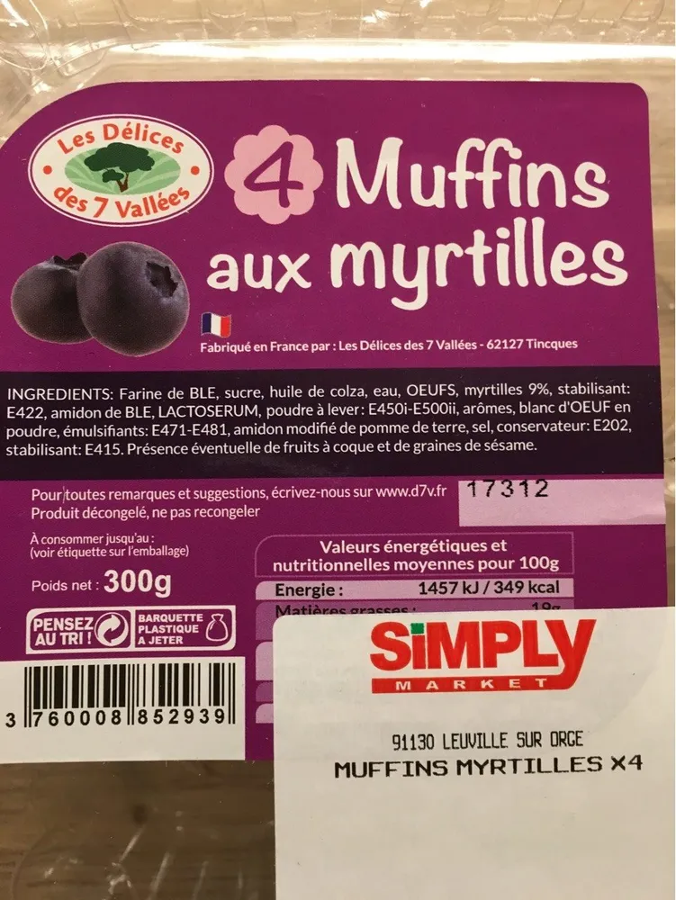 Muffins aux myrtilles