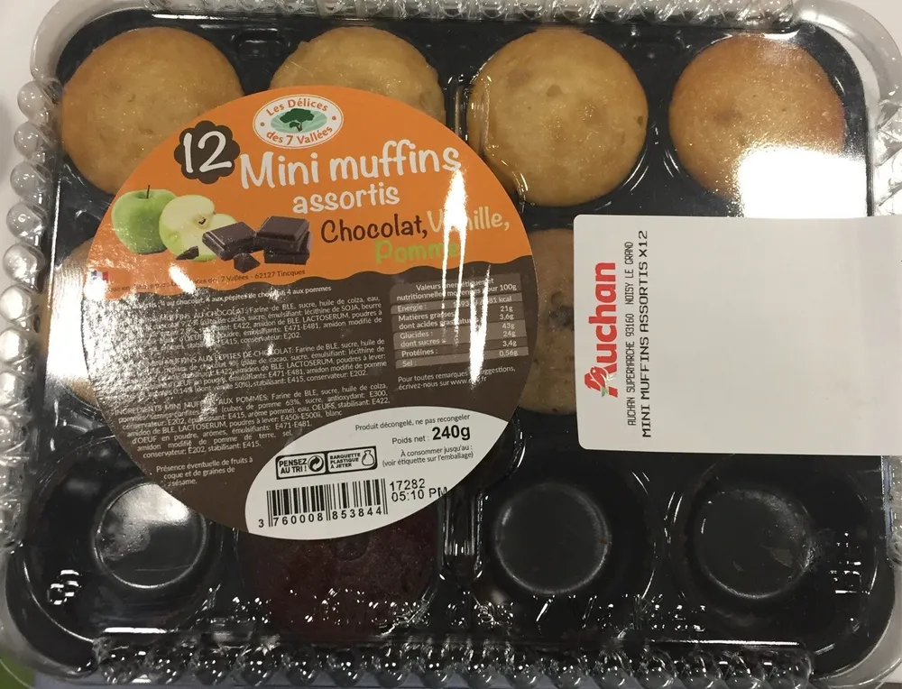 Mini Mufins Assortis Chocolat, Vanille, Pomme