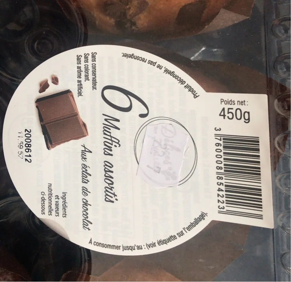 6 Muffins Assortis aux éclats de chocolat
