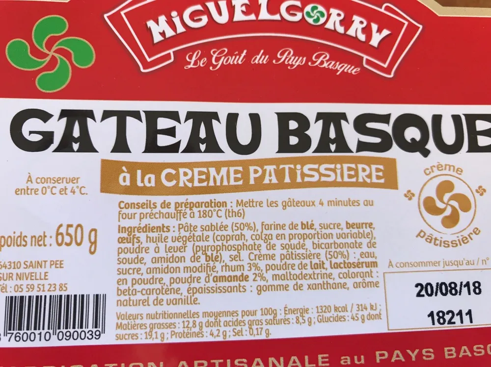 Gâteau Basque a la Crème Pâtissière