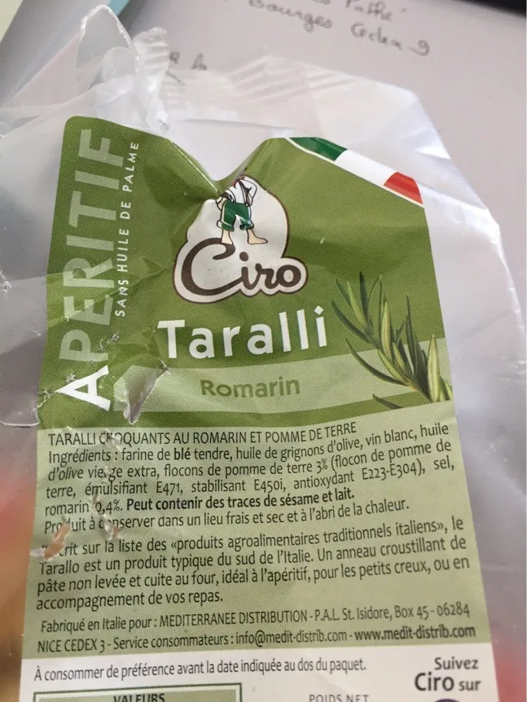 Taralli croquants au romarin et pomme de terre