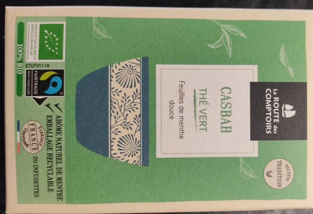 Thé vert feuilles de menthe douce