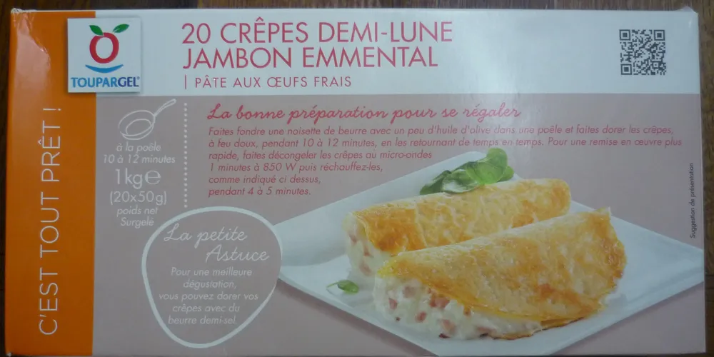 20 crêpes demi-lune jambon emmental