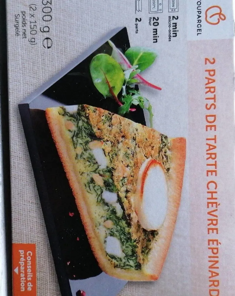 2 parts de tarte chèvre épinard