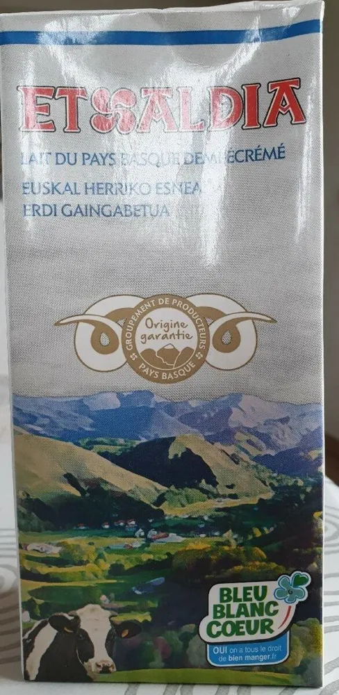 Etxaldia Lait du pays basque demi écrémé La brique d'1 l