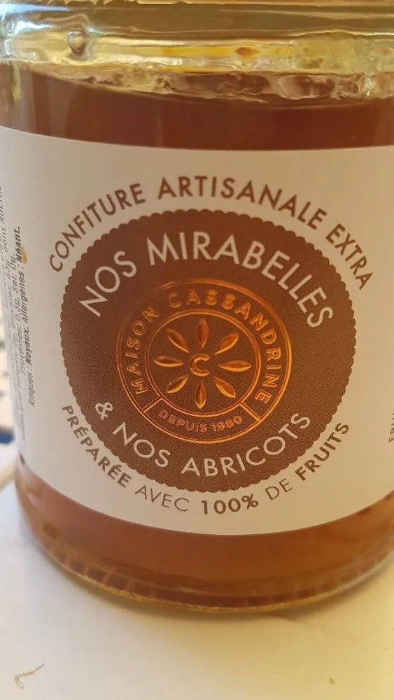 Confiture artisanale mirabelles abricots