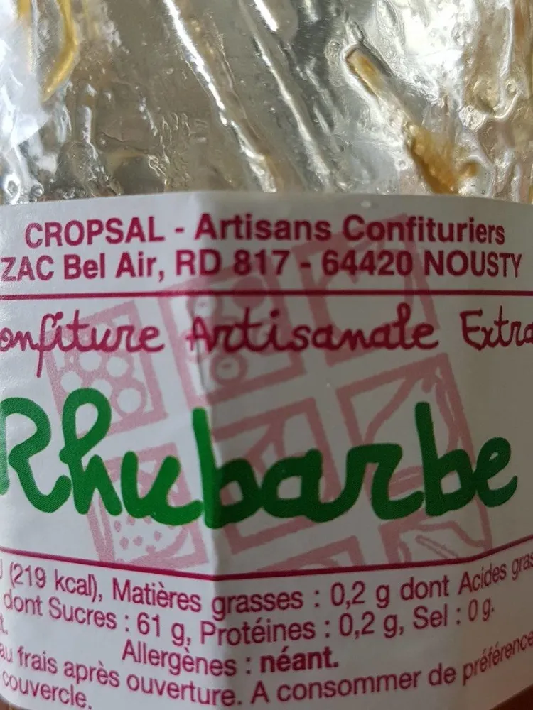 Confiture artisanale extra Rhubarbe