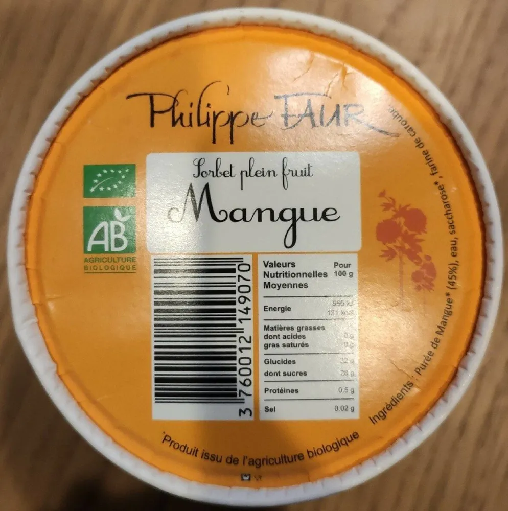 Sorbet plein fruit Mangue