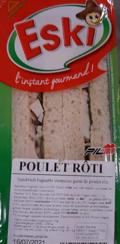 Sandwich poulet rôti