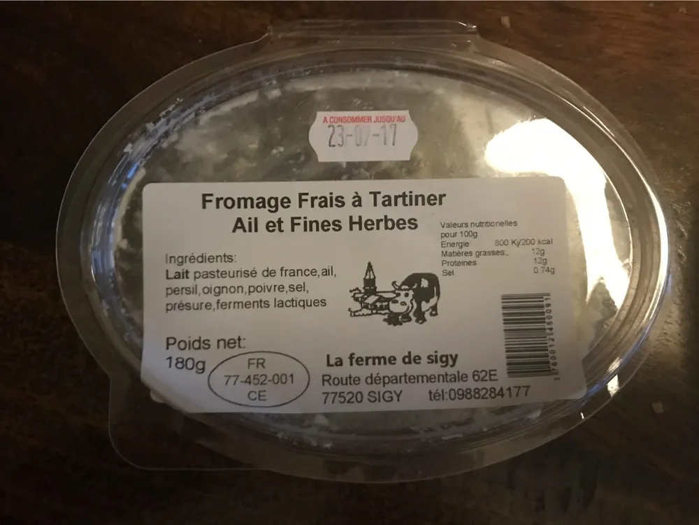 Fromage frais a tartiner ail et fines herbes
