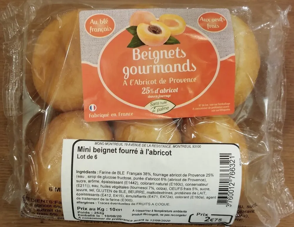 Mini beignet fourré à l'abricot