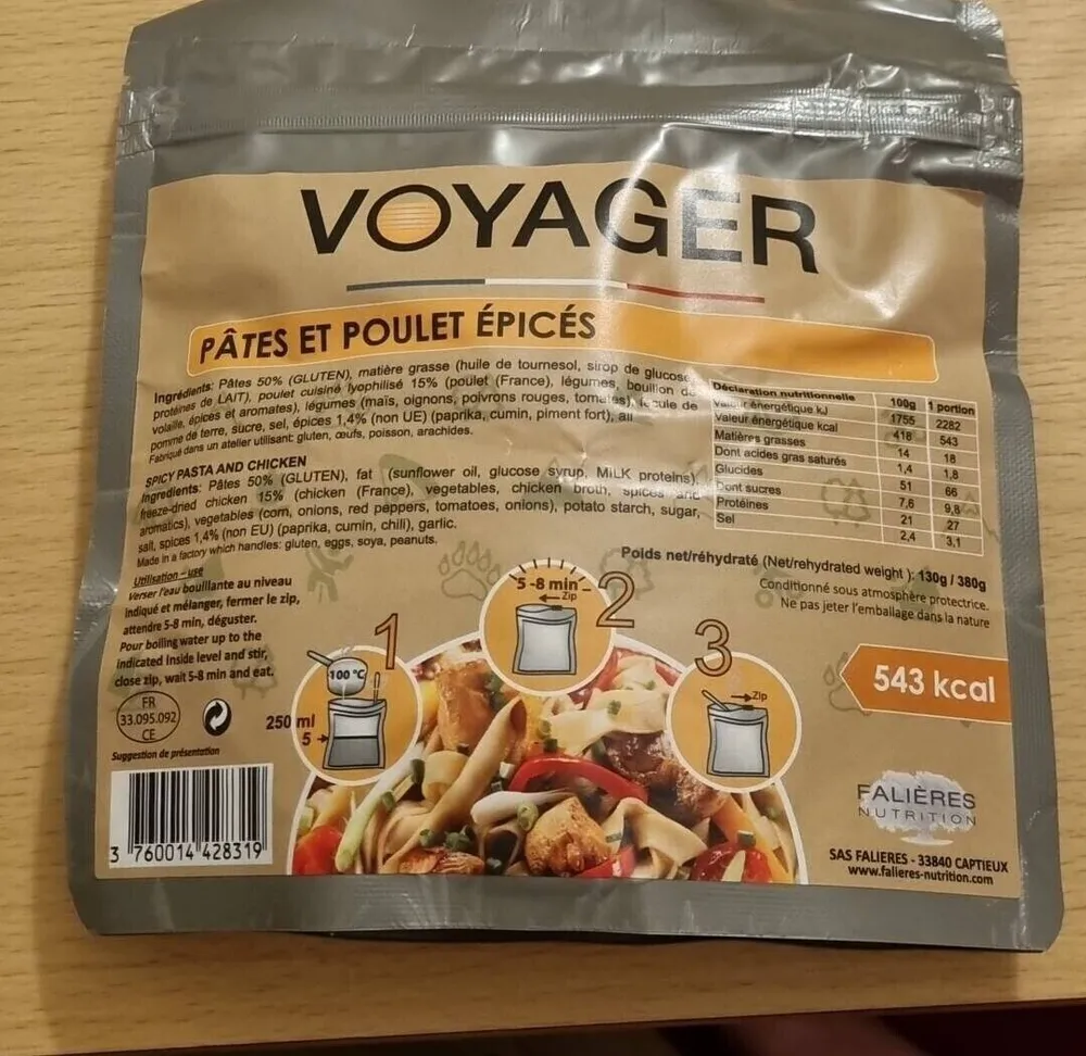 Pâtes et poulet épicés
