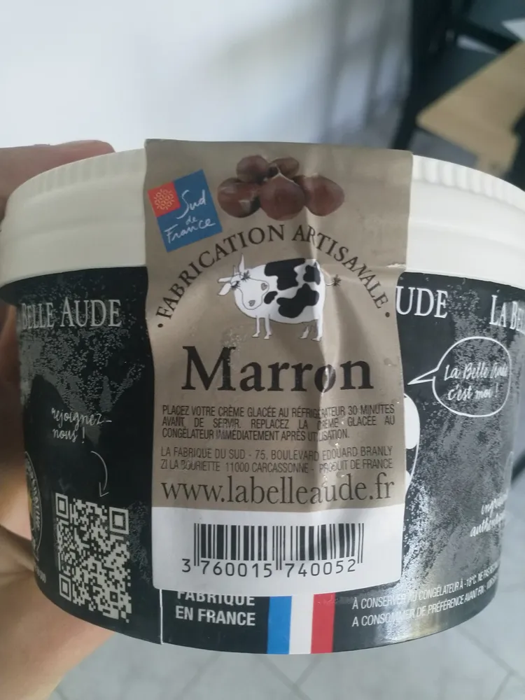 Crème glacée aux marrons LA BELLE AUDE, pot de