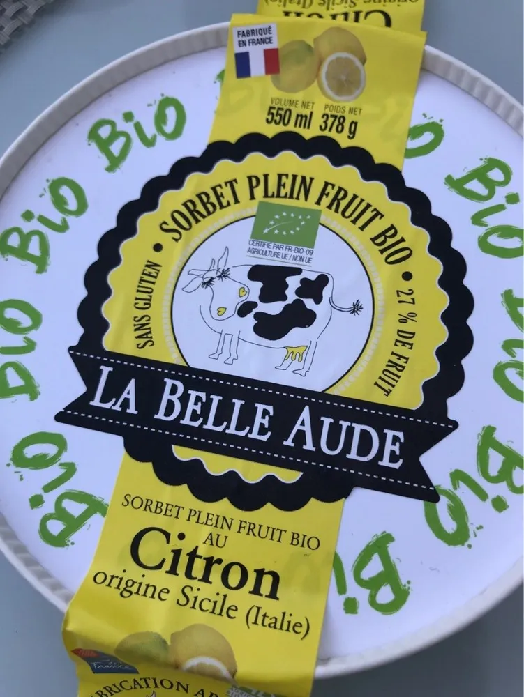 Sorbet plein fruit citron bio