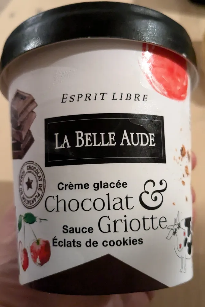 Crème glacée Chocolat & sauce Griotte éclats de cookies