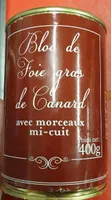 Bloc foie gras de canard avec morceaux mi cuit