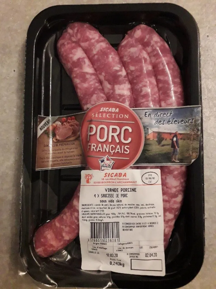 Saucisses de porc